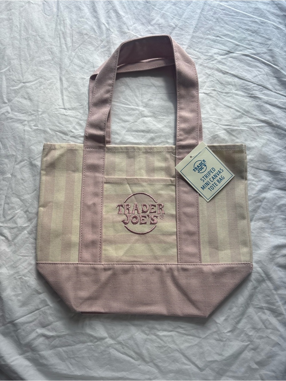 Trader Joe’s Pink Striped Mini Canvas Tote Bag